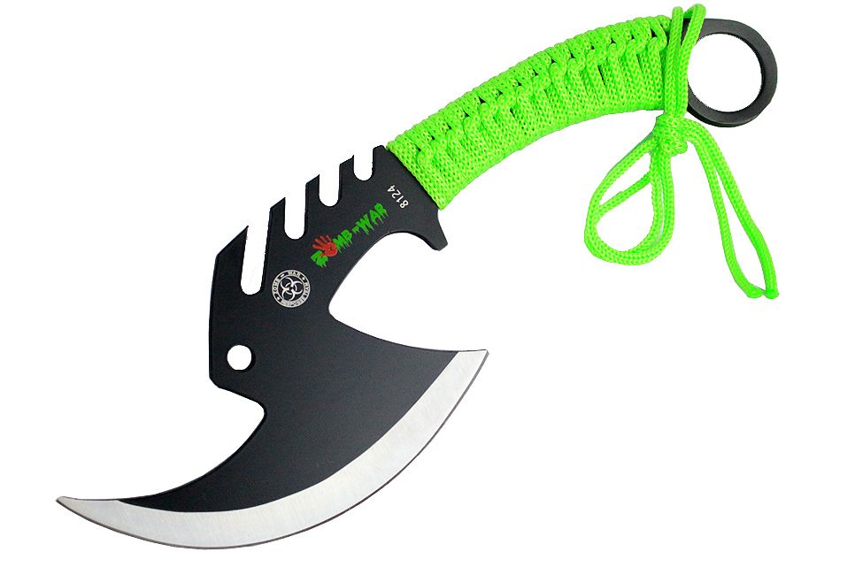 Zomb-War Tactical Full Tang Axe Black Stainless-Steel/ Cord Wrap Handle w/Sheath 11.5