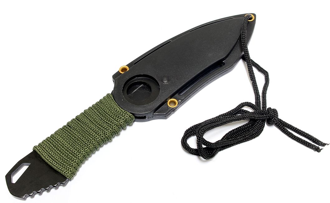 Defender-Xtreme Full Tang Fixed Blade Knife Black Stainless-Steel/Cord Wrap Handle w/Sheath SKU 6788