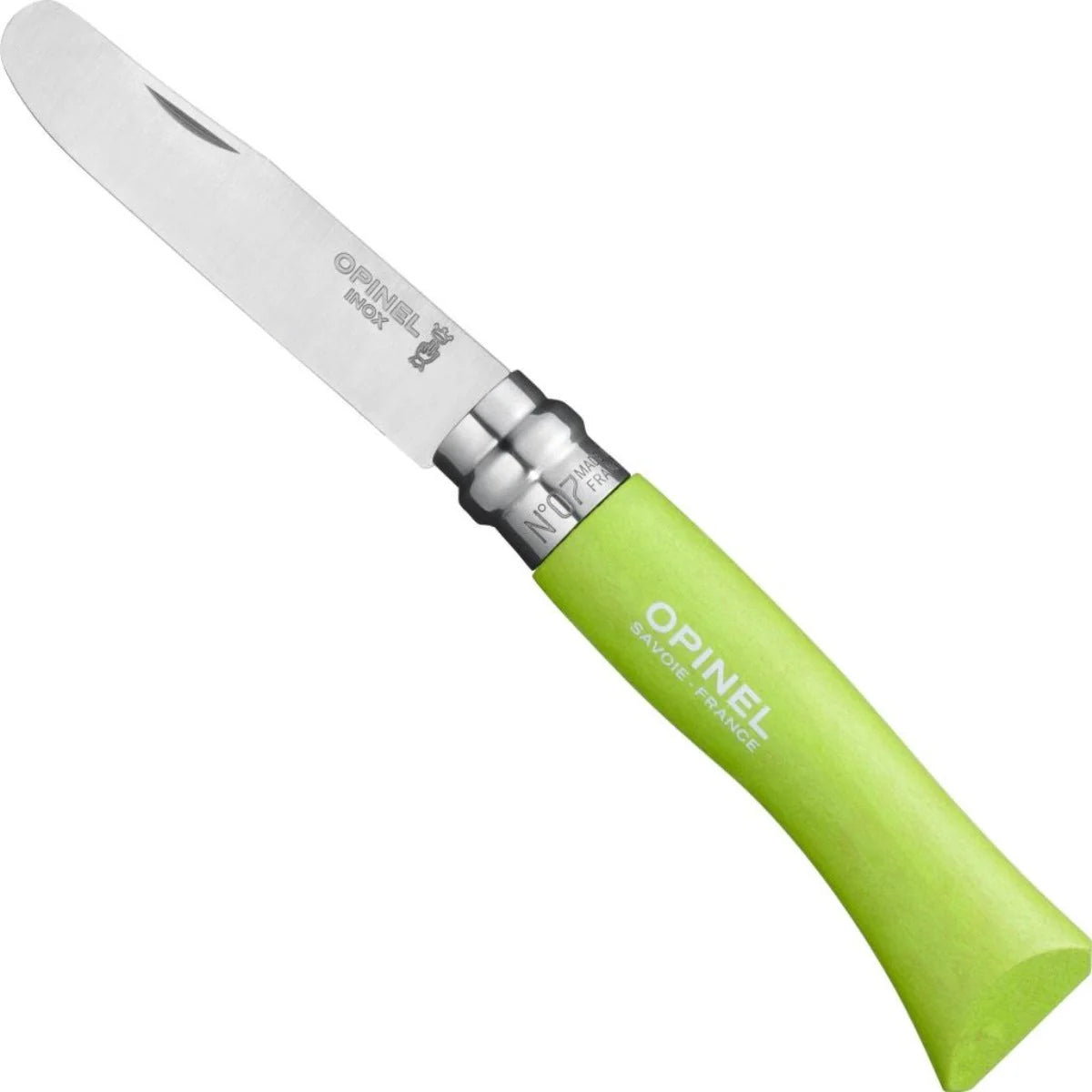 My First Opinel No.7 Folding Knife Rounded Tip SS Blade/ Apple Green Handle SKU 001971