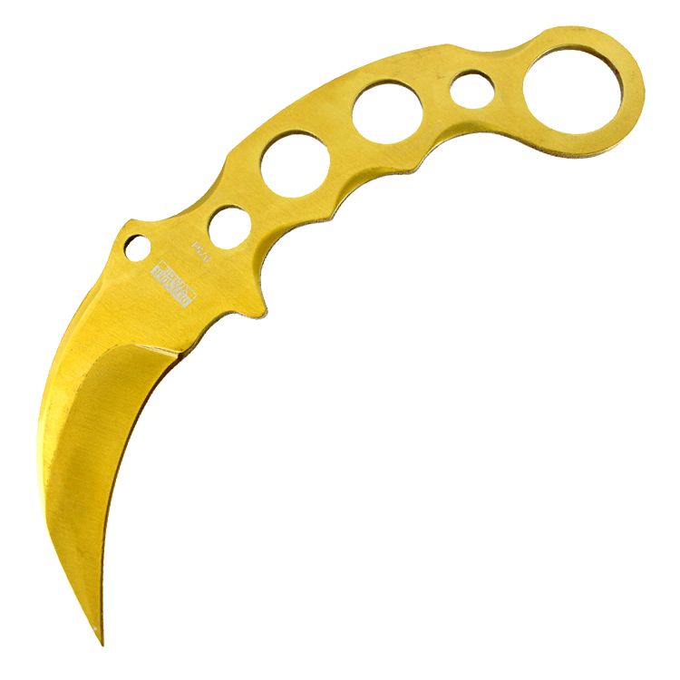 Defender-Xtreme Full Tang Tactical Combat Karambit Knife w/Sheath Gold SKU 9754