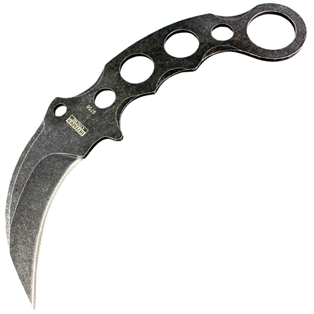 Defender-Xtreme Full Tang Tactical Combat Karambit Knife w/Sheath Blackwash SKU 9756