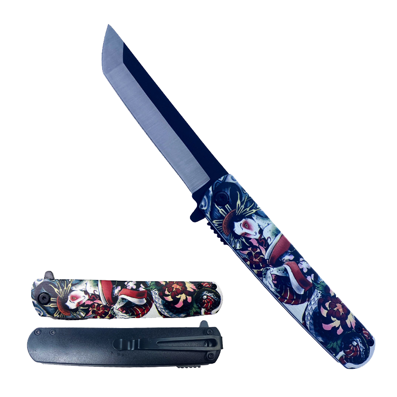 Falcon Tanto Spring Assisted Knife Geisha Girl 3D Print SKU 