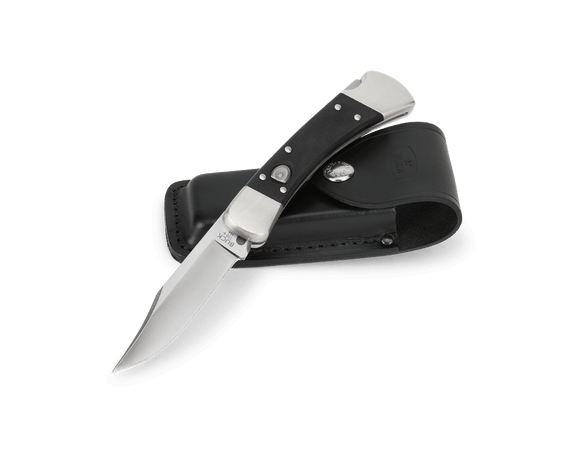 Buck 110 Elite Automatic Lockback Knife with Leather Sheath S30V Stainless Steel Blade/Black G-10 Handle SKU 0110BKSA-B