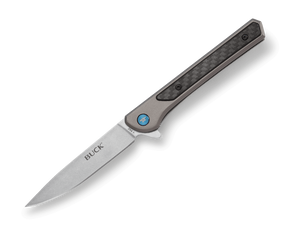 Buck Cavalier Frame Lock Knife 7Cr SS Blade/Alum. w/ Carbon Fiber Handle SKU 0264GYS-B