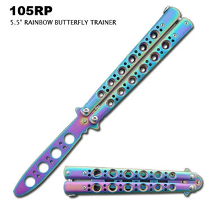 All Rainbow Butterfly Training Knife TI-Coated Stainless Steel SKU 105RP