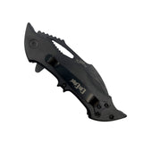 EliteEdge Spring Assist Bat Knife Black Stainless-Steel Blade/Black Bat Shaped ABS Handle SKU 10A86BMC