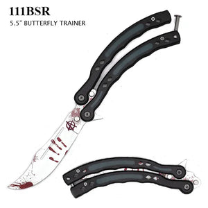 Curved Bloody Blade Design Butterfly Training Knife Stainless-Steel SKU 111BSR