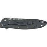 Kershaw Leek Frame Lock Assist Open Knife Damascus Steel Blade/Black Tungsten DLC Stainless Handle SKU KS1660DAMBK