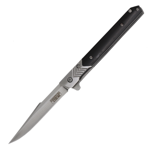 Defender-Xtreme Ball Bearing Knife Sand Finish 3CR13 SS Blade/Stainless-Steel Handle w/Leather Sheath SKU 14391