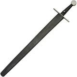 One Hand Medieval Sword Plain Guard Full Tang SS Blade/Leather Wrap Handle w/Black Leather Sheath SKU 901142-LBS