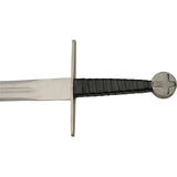 One Hand Medieval Cross Sword Full Tang SS Blade/Leather Wrap Handle w/Black Leather Sheath SKU 901140-LBS