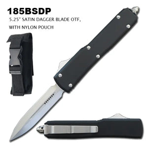 Automatic OTF Knife w/Sheath Dagger Stainless-Steel Blade/Black Handle SKU 185BSDP