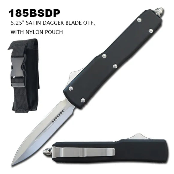 Automatic OTF Knife w/Sheath Dagger Stainless-Steel Blade/Black Handle SKU 185BSDP