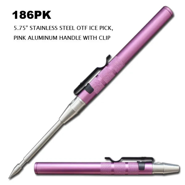 OTF Automatic Icepick Stainless Steel/Pink Aluminum Handle SKU 186PK ...