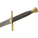 Damascus King Sword Damascus Steel Blade/Brass Guard & Pommel w/Leather Sheath SKU DM-5040