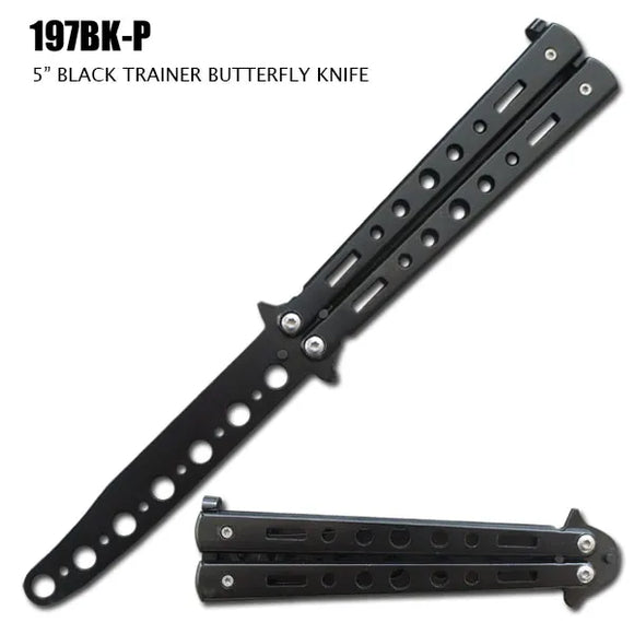 Black Butterfly Training Knife Stainless Steel Blade/Handle SKU 197BK-P