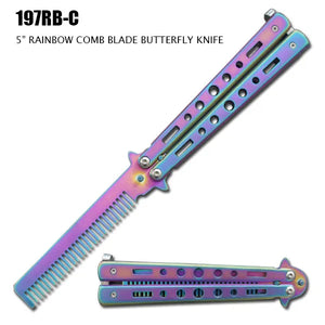 Rainbow Comb Butterfly Training Knife Stainless-Steel Blade/Handle SKU 197RB-C