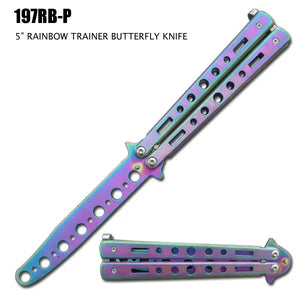 Rainbow Butterfly Training Knife Stainless Steel Blade/Handle SKU 197RB-P