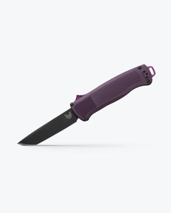 Benchmade Shootout D/A OTF Knife Tanto CPM-CruWear Tool Steel Blade/Dark Purple Grivory Handle SKU 5370GY-06