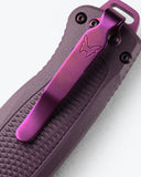 Benchmade Shootout D/A OTF Knife Tanto CPM-CruWear Tool Steel Blade/Dark Purple Grivory Handle SKU 5370GY-06