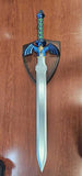 42" Metal Sword w/Plaque Blue Metal Blade/Blue, Green, Gold Handle SKU 709