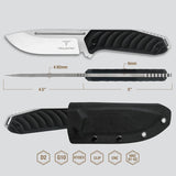 Takumitak Takumi Fixed Blade Knife w/Sheath D2 Polished SS Blade/Black G10 Handle SKU TKF208SL