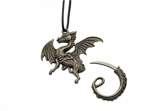 Dragon Necklace with Hidden Blade on Black Cord 3.75