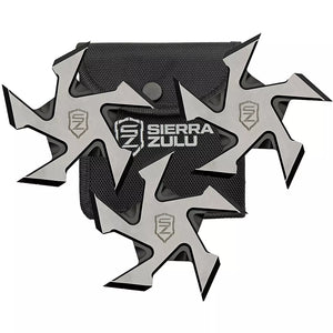 Sierra Zulu Buzzsaw Set of 3 Throwing Stars 4" overall w/Sheath SZ-5600