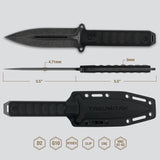 Takumitak Hitter Fixed Blade Knife w/Sheath Double Edge D2 Stonewash SS Blade/Black G10 Handle SKU TKF214SW