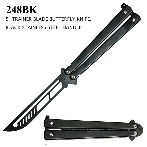 Butterfly Training Knife Black Stainless-Steel Blade/Handle SKU 248BK