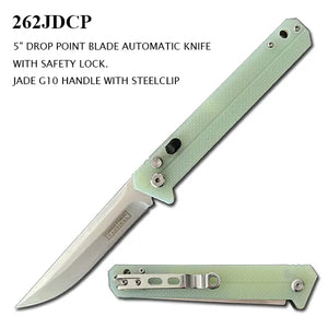 Armed Force Tactical Knife w/Safety Lock Drop Point Stainless-Steel Blade/Jade G10 Handle SKU 262JDCP