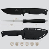 Takumitak Easy Fixed Blade Knife w/Sheath & 2 Handles Black 3Cr13 SS Blade/Black & Green Nylon Handles SKU TKF304