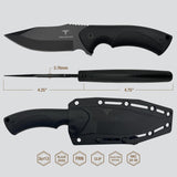 Takumitak Fit Fixed Blade Knife Black 3Cr13 SS Blade/Black & Green Nylon Handles SKU TKF306