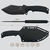 Takumitak Neuter Fixed Blade Knife w/Sheath & 2 Handles Black 3Cr13 SS Blade/Black & Green Nylon Handles SKU TKF319