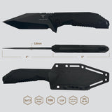 Takumitak Terminal Fixed Blade Knife w/Sheath & 2 Handles Black 3Cr13 SS Blade/Black & Green Nylon Handles SKU TKF320