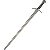 One Hand Medieval Sword Curved Guard Full Tang SS Blade/Leather Wrap Handle w/Black Leather Sheath SKU 901143-LBS