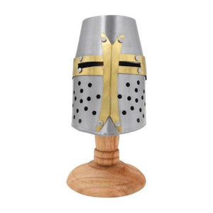 Mini Medieval Warrior Crusader Helmet w/Stand 16 Gauge Steel 5.5" Tall SKU TC-2204SM