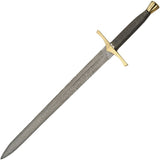 Damascus King Sword Damascus Steel Blade/Brass Guard & Pommel w/Leather Sheath SKU DM-5040