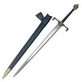 38" Medieval Style Sword Stainless-Steel Blade/Black and Gold Handle/Pommel & Black Scabbard SKU 14403