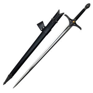 40" Medieval Style Sword Stainless-Steel Blade/Black & Silver Handle w/Black Scabbard SKU 14405