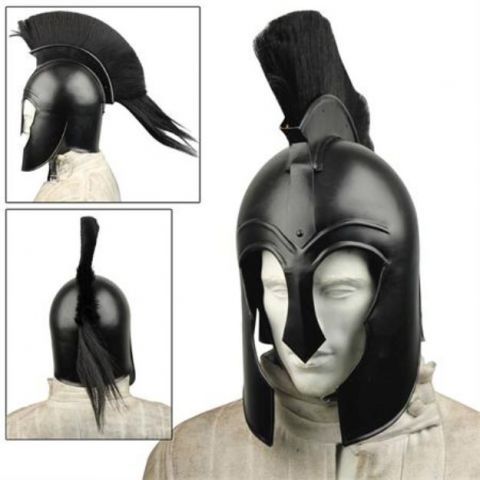 Corinthian Trojan Helmet 20 Gauge Steel Leather Adjustable Chin Strap Horsehair Plum SKU: TC-2258