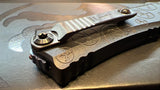 Microtech Hera Mini - Bayonet Marfione Select Blued Vegas Forge Damascus Alloy w/ Claw Burst Deep Engraving 1701M-1MS2