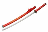 Samurai Katana Carbon Steel Blade/Red Scabbard with Gold Dragon Etching SKU 927030-RD