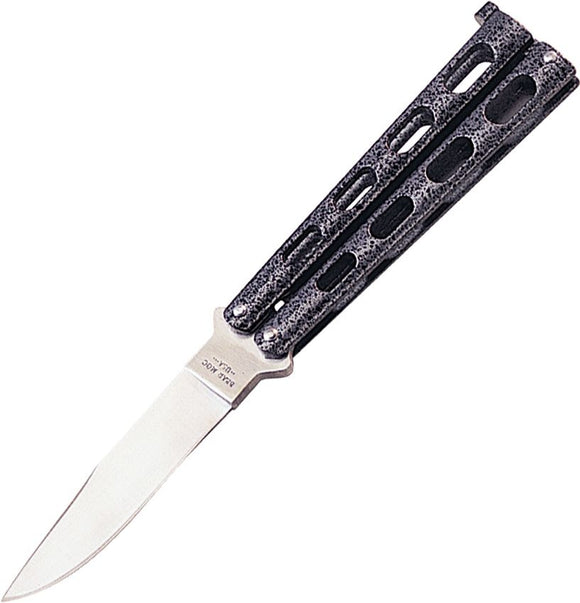 Bear & Son Butterfly Knife Stainless-Steel Clip Point Blade/Silver Vein Die Cast Metal Handle SKU BC113