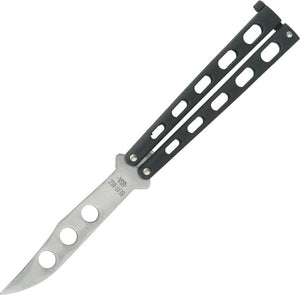 Bear & Son Butterfly Trainer Knife Stainless-Steel Blunt Tip Blade/Black Crackle Finish Metal Handle SKU BC114BTR