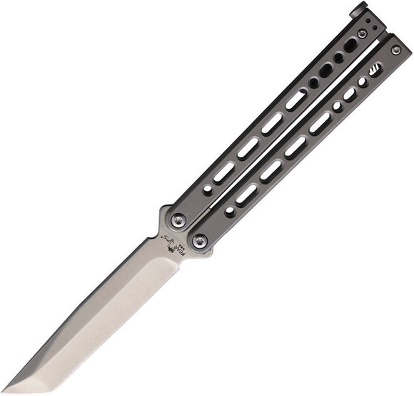 Bear Ops Small Bear Song VII Butterfly Knife Satan Finish 154CM Stainless Tanto Blade/Satin Finish Stainless Handle SKU BC910SSS