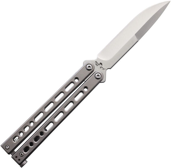 Bear Ops Small Bear Song VII Butterfly Knife Satin Finish 154CM Stainless Bayonet Blade/Satin Finish Stainless Handle SKU BC920SSS