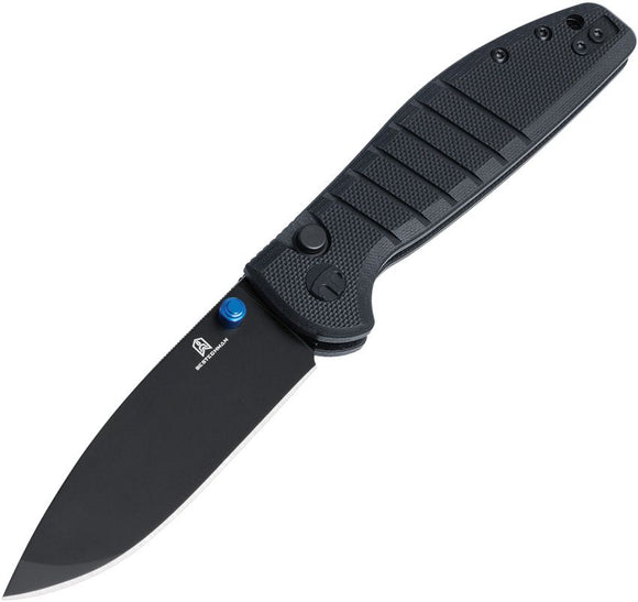 Bestech Knives Bestechman Goodboy Jr. Button Lock Knife Black D2 Steel Blade/Black G10 Handle SKU BTKMK10E/BMK10E