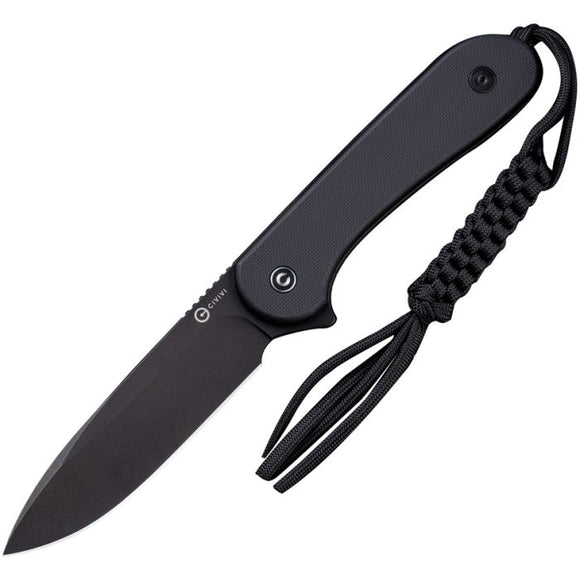 Civivi Elementum Fixed Blade Knife w/Sheath Black Stonewash D2 Tool Steel Blade/Black G10 Handle SKU CIVC2105A