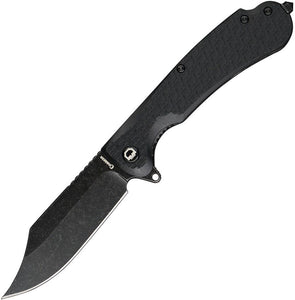 Daggerr Knives Powie Liner Lock Knife Black Stonewash 8Cr14MoV Stainless Blade/Black Texture ABS Handle SKU DGRPWFBKBW